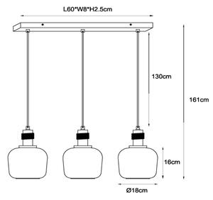 Lucide 45408/03/62 - Пендел ILONA 3xE27/40W/230V черен/бежов