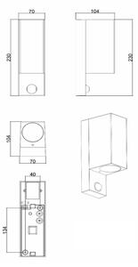 Lucide 69802/02/30 -Екстериорна лампа със сензор ZARO 2xGU10/7W/230V IP65 черен