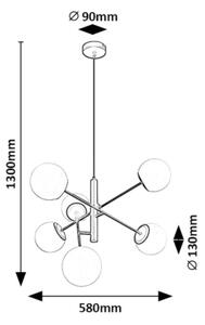 Rabalux 72194 - Пендел MEDUZA 6xE14/20W/230V