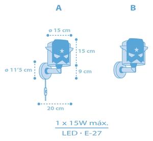 Dalber 61819 - Детски аплик СИН HERO 1xE27/15W/230V