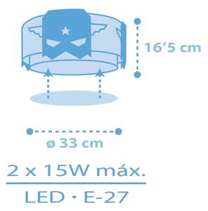 Dalber 61816 - Детска плафониера СИН HERO 2xE27/15W/230V