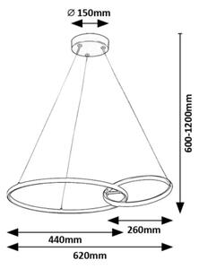 Rabalux 72296 - LED Пендел EMILION LED/36W/230V черен/златист