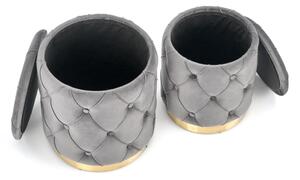 К-кт 2x Табуретка POLLY Ø 40/44 см сив/златист