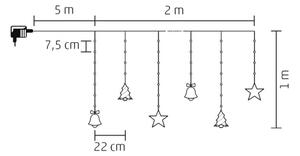 LED Коледни екстериорни лампички 186xLED 7м IP44 студено бели