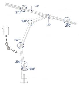 LED Димируема гъвкава настолна лампа LED/24W/230V 3000-6500K CRI 92 черен