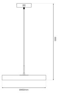 LED Пендел DISC LED/38W/230V Ø 45 см черен