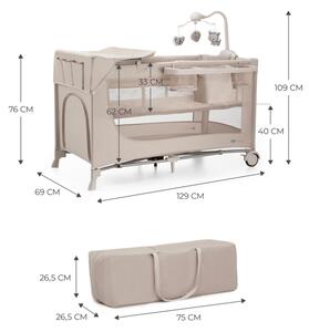 KINDERKRAFT - Детско креватче за пътуване JOY 2 с аксесоари бежов