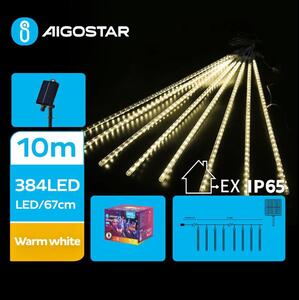 Aigostar - LED соларен коледен гирлянд 384xLED/13m IP65 топла бяла