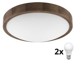 Brilagi - LED Плафон CARVALHO SLIM 2xE27/60W/230V дъб Ø 37 см