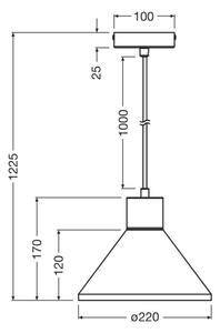 Ledvance - Пендел DECOR CONCRETE 1xE27/15W/230V Ø 22 см бетон сив