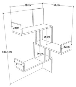 Ъглова етажерка 109,4x60 см бор атлантик