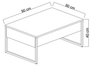 Масичка за кафе LUXE 40x90 см бял/златист