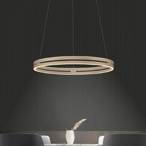 PURE LED висяща лампа E-Loop бронз, Ø 70 cm, алуминий, CCT, Затъмняване, Бронзов / античен месинг, Дневна/трапезария, Метал, Модерен