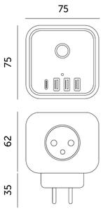 Контактен разклонител с превключвател LINEA 3x230V + 4xUSB A/C черен