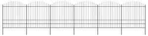 VidaXL Градинска ограда с пики, стомана, (1,75-2)x10,2 м, черна