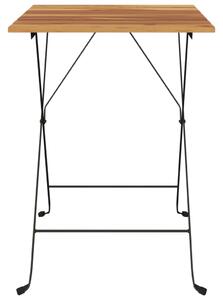 VidaXL Сгъваема бистро маса, 55x54x71 см, тиково дърво масив и стомана