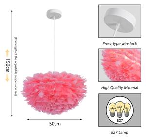 Brilagi - Полилей на кабел FEATHER 3xE27/40W/230V, диаметър 50 см, розов