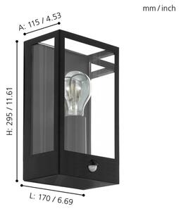 Eglo 780422-Екстериорен аплик със сензор ALGECIRAS 1xE27/60W/230V IP44