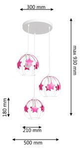 Детски пендел STARS 3xE27/15W/230V розов/бял