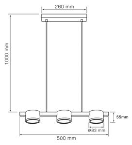 LED Пендел MIRELLA 3xGX53/6W/230V златист/черен