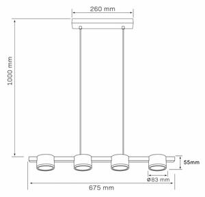 LED Пендел MIRELLA 4xGX53/6W/230V златист/черен