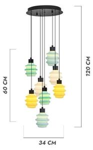LED полилей на кабел CACTUS 8xLED/2,8W/230V 3000K зелен/жълт/бял