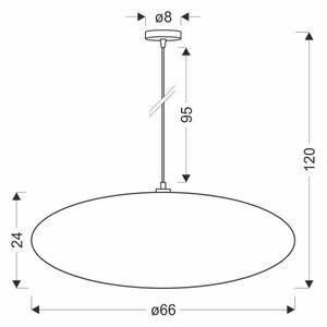 Полилей на кабел CAFEE, 1xE27/40W/230V, Ø 66 см, бял