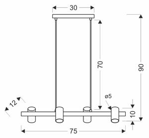 Полилей на кабел XILO 4xGU10/25W/230V бук/бял