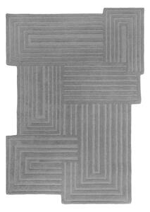 Сив ръчно изработен вълнен килим 160x230 cm Zen Rectangles – Flair Rugs