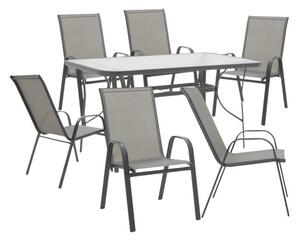 Комплект 7 бр. градинска маса и столове Calan-Ensure Сив 140x80x70 см