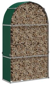 VidaXL Поставка за дърва, зелена, 120x45x210 см, поцинкована стомана