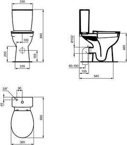 Eurovit WC комплект за хора с намалена подвижност (моноблок за инвалиди)