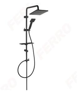 Душ колона за свързване към смесител Squerto Lux Black, черен мат, квадратна душ пита
