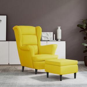 VidaXL Фотьойл Wingback с табуретка, Горчица жълто, кадифе