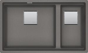 Гранитна мивка под плот Mythos Kubus, две корита, 760х460, цвят Stone Grey