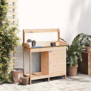 VidaXL Маса за разсаждане с шкаф 110,5x45x124,5 см масивна ела