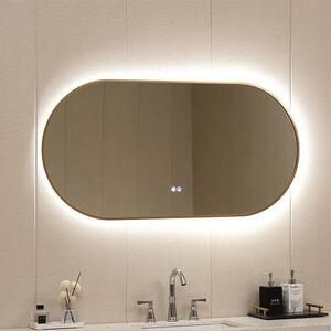 Овално огледалo за баня 60x120, с LED осветление и нагревател, злато