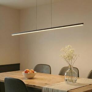 Lucande LED висяща лампа Solvar, 158 cm, черна, CCT, с регулируема яркост, Затъмняване, Черен, Дневна/трапезария, Метал, Модерен