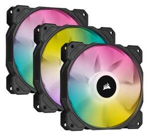 Corsair SP Series, SP120 RGB ELITE, 120mm RGB LED Fan with AirGuide, Triple Pack with Lighting Node CORE, EAN:0840006636656