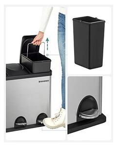 Кош за рециклиране, Songmics, 54L, Сребристо+Черно, LTB54L