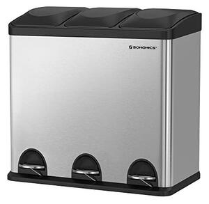 Кош за рециклиране, Songmics, 54L, Сребристо+Черно, LTB54L