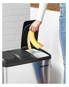 Кош за рециклиране, Songmics, 54L, Сребристо+Черно, LTB54L