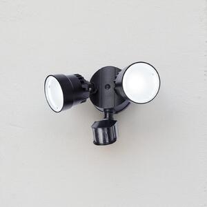 LUTEC LED прожектор със сензор за външна стена SHRIMP II, черен, 12 W, 2 лампи, IP44, Черен, Пластмаса