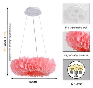Brilagi - LED полилей на кабел FEATHER 3xE27/40W/230V + 3xLED/3W Ø 50 см, розов