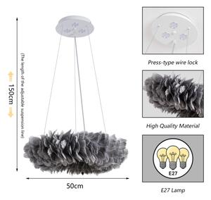 Brilagi - LED полилей на кабел FEATHER 3xE27/40W/230V + 3xLED/3W Ø 50 см сив