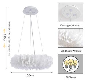 Brilagi - LED полилей на кабел FEATHER 3xE27/40W/230V + 3xLED/3W, Ø 50 cm, бял