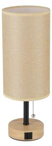 Brilagi - Настолна лампа с USB порт TABLON 1xE27/25W/230V дъб/черно/бежово
