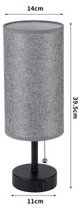Brilagi - Настолна лампа с USB порт TABLON 1xE27/25W/230V черна/сива