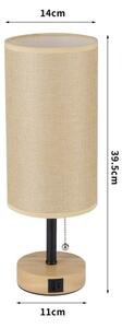 Brilagi - Настолна лампа с USB порт TABLON 1xE27/25W/230V дъб/черно/бежово