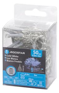 Aigostar -LED Екстериорни Коледни лампички 50xLED/8 функции 3xAA 5,3 м IP44 студено бял